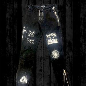 Black and white Jesse pinkman type pants with patches